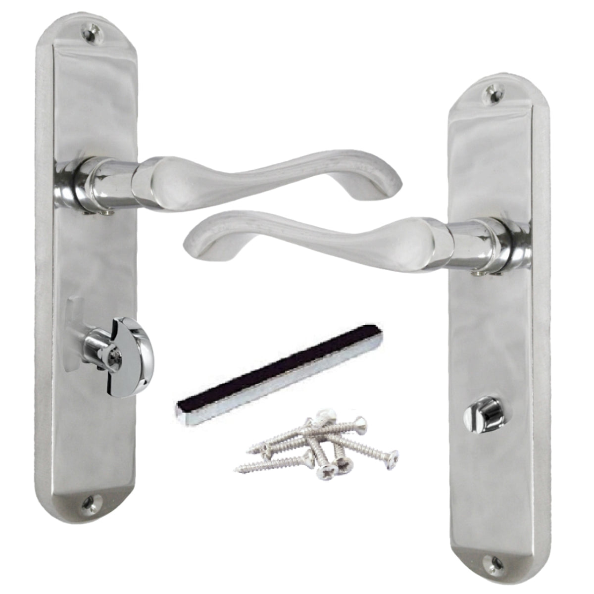 Marketplace JPG companion for Cadenza Door Handles on Backplate Chrome Scroll Bathroom Lock Handle - 178mm X 38mm