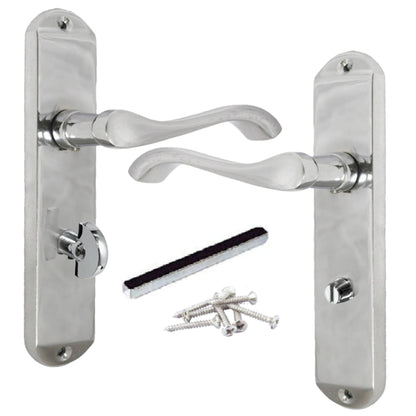 Marketplace JPG companion for Cadenza Door Handles on Backplate Chrome Scroll Bathroom Lock Handle - 178mm X 38mm