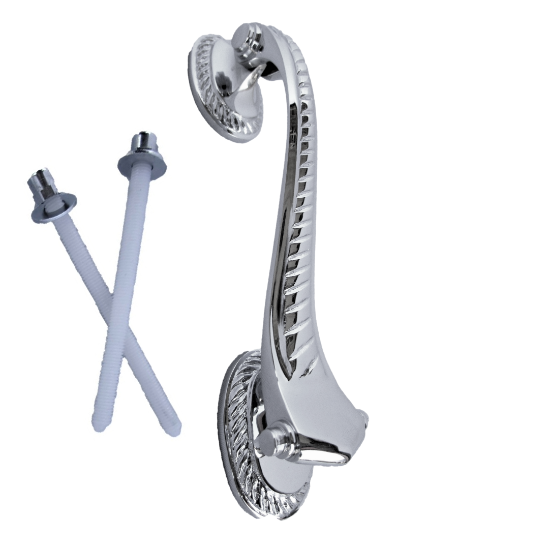 Heurtoir de porte traditionnel chromé style médecin géorgien, 15 cm, volute