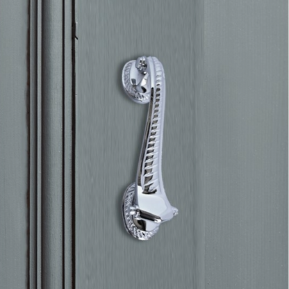 Heurtoir de porte traditionnel chromé style médecin géorgien, 15 cm, volute