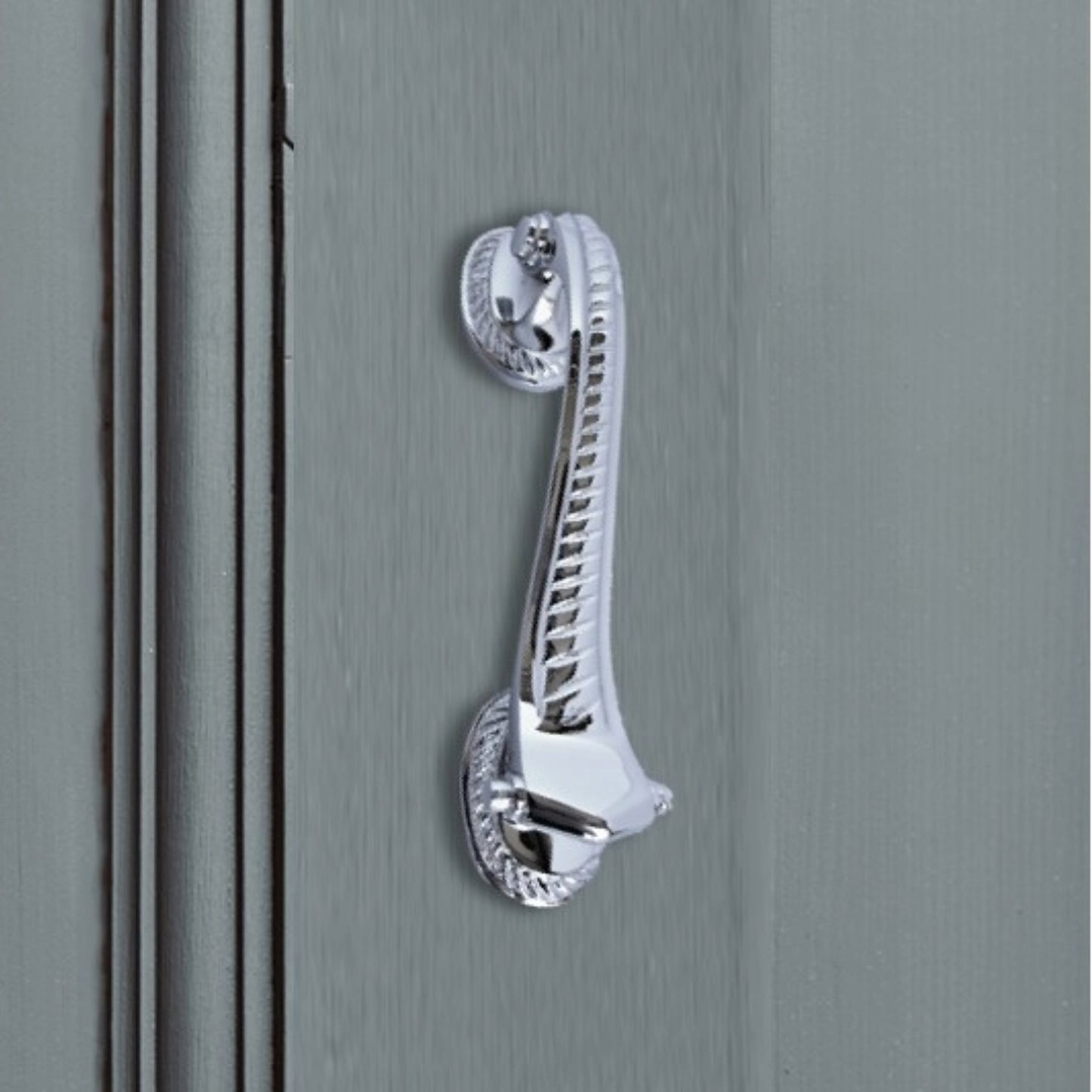 Marketplace JPG companion for Traditional Chrome Georgian Doctor Door Knocker 6" Scroll - 75mm