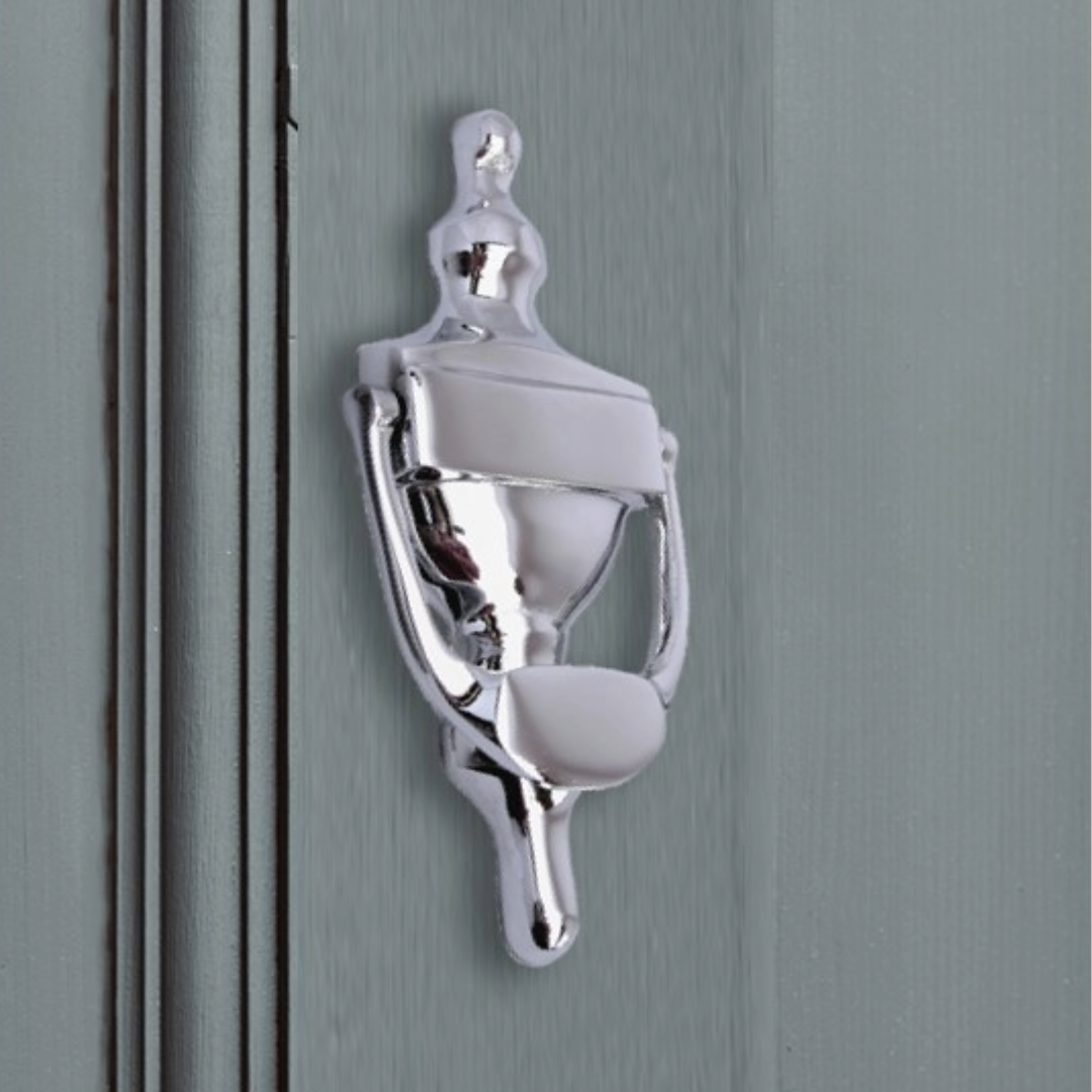 Heurtoir de porte victorien en laiton massif chromé de 15 cm, style urne, pour porte d'entrée victorienne