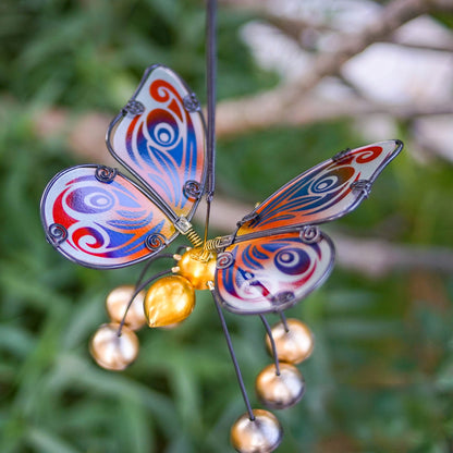 Marketplace JPG companion for Glass Wing Fancy Butterfly Bobbin' Bells - Gold Blue - 33cm x 12cm x 16cm