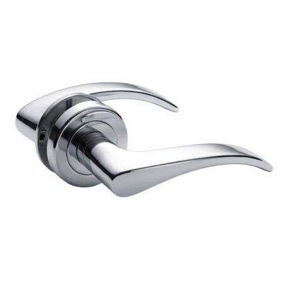 Premium Heavy Solid Brass Door Handles - Polished Chrome Finish (Pair with Fixings)