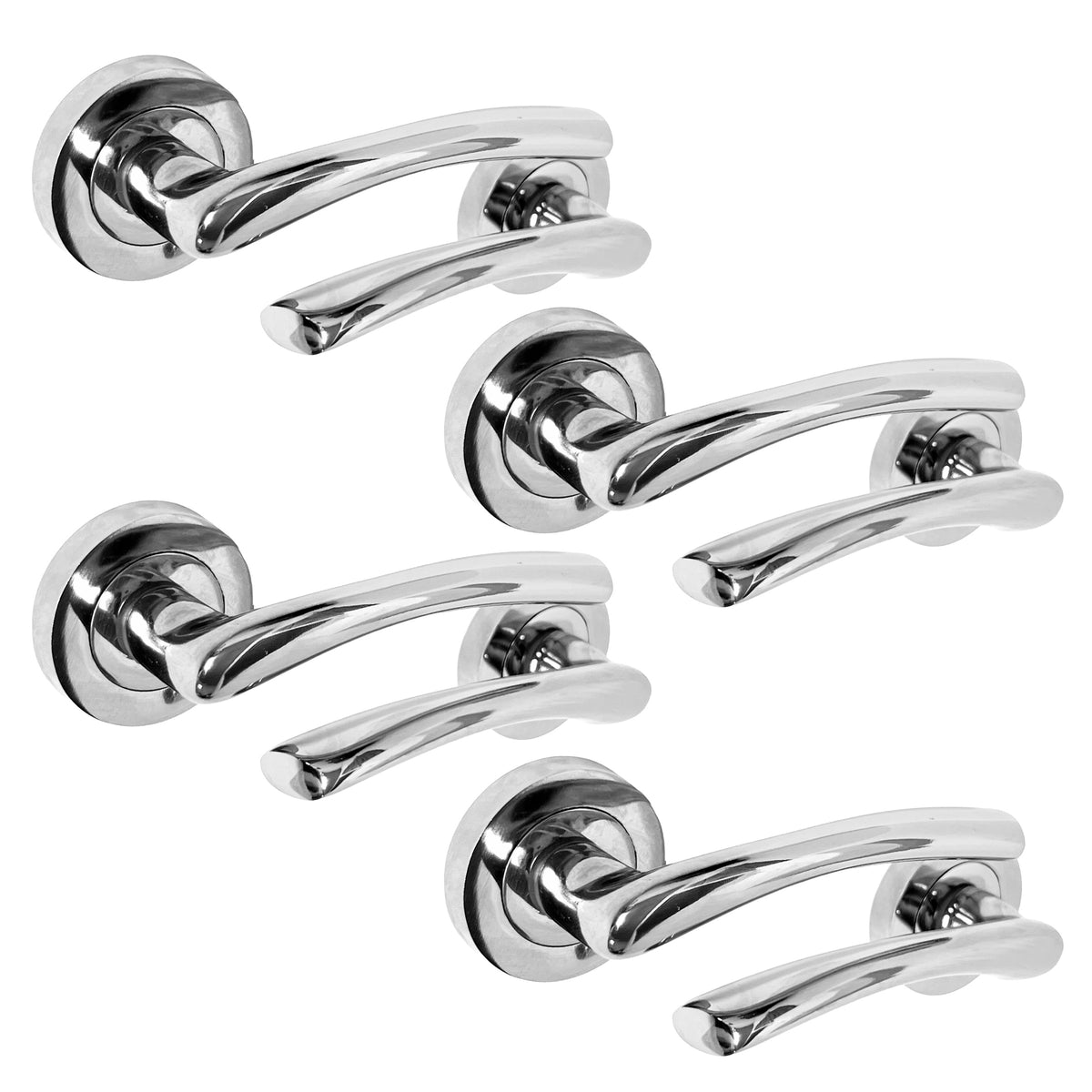 Zena Door Handle Modern Design Chrome Lever on Rose Internal Latch Handles