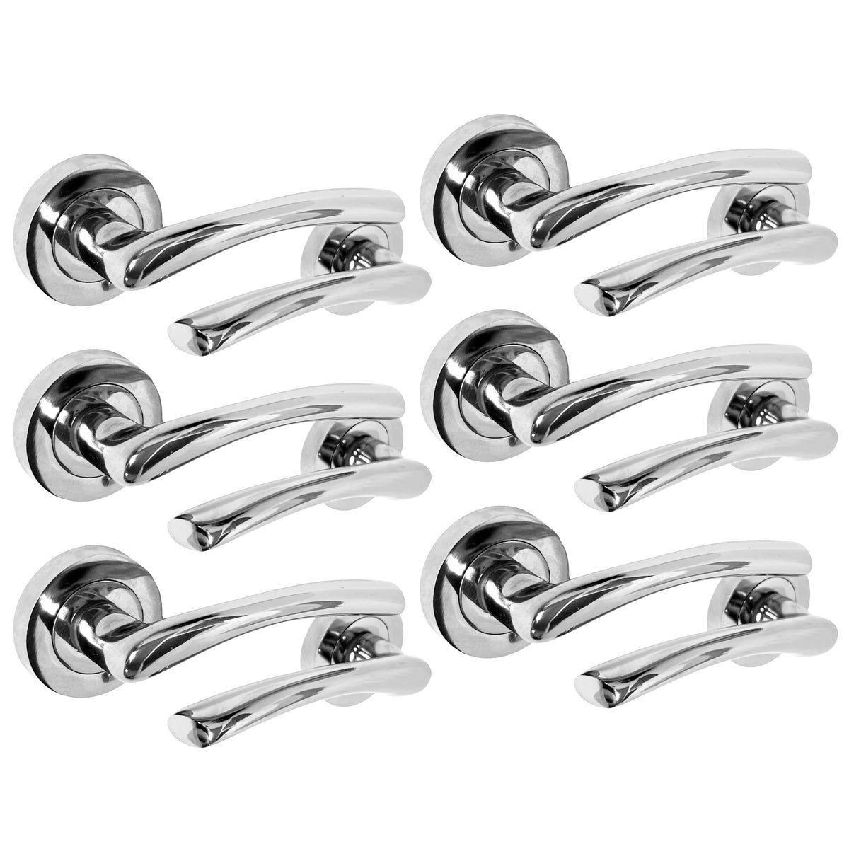 Zena Door Handle Modern Design Chrome Lever on Rose Internal Latch Handles