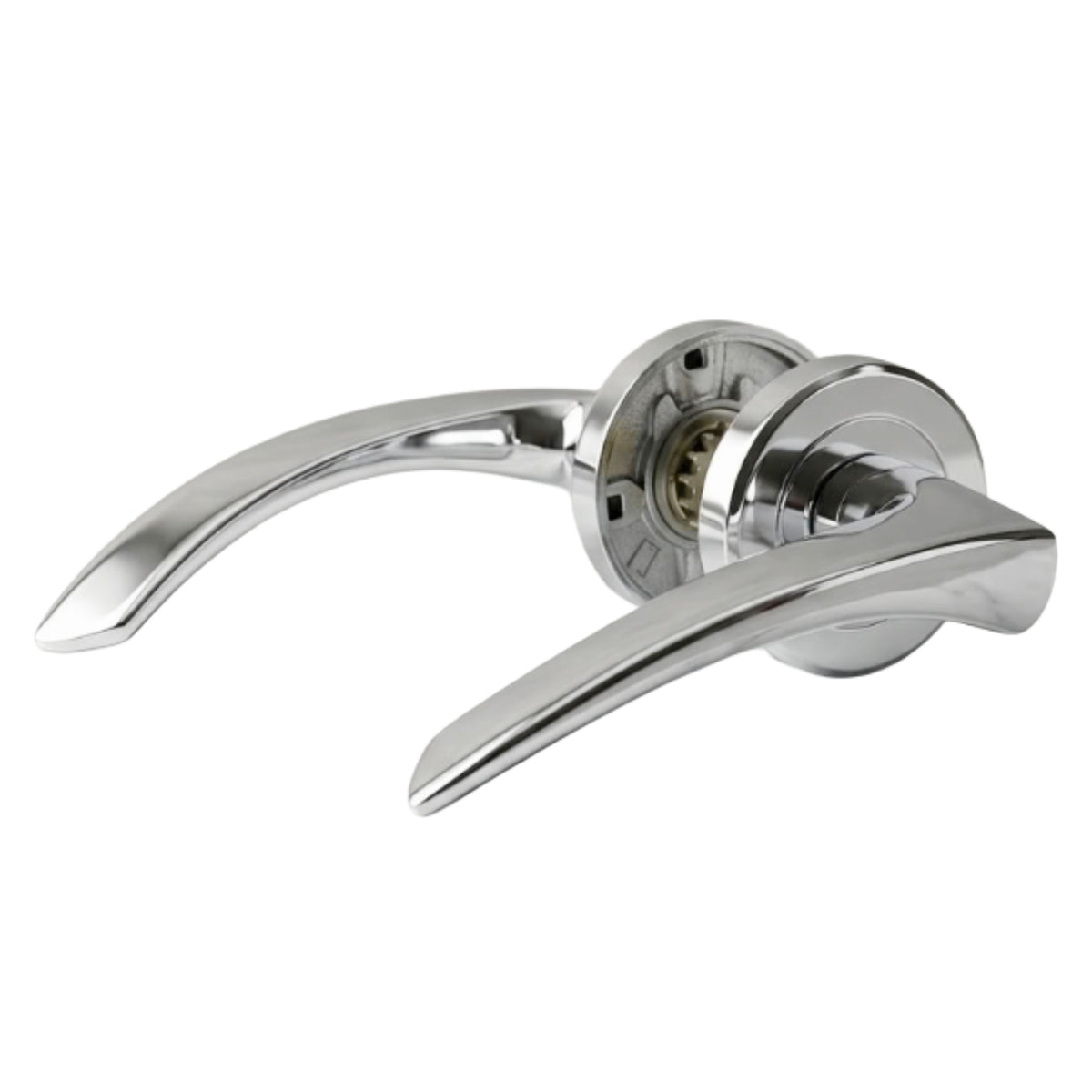 Premium Heavy Solid Brass Door Handles - Polished Chrome Finish (Pair with Fixings)