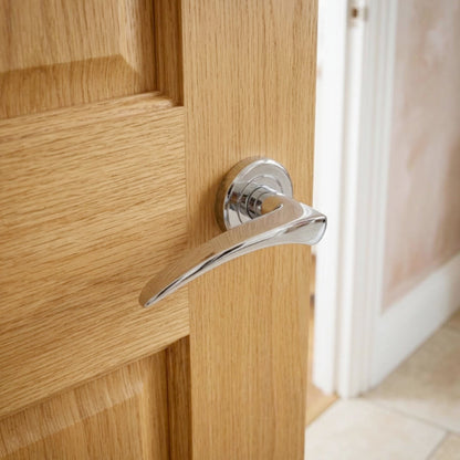 Premium Heavy Solid Brass Door Handles - Polished Chrome Finish (Pair with Fixings)
