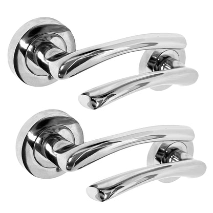 Zena Door Handle Modern Design Chrome Lever on Rose Internal Latch Handles