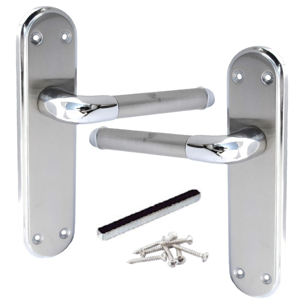 Marina Door Handle Two Tone Latch Lever - Chrome and Satin