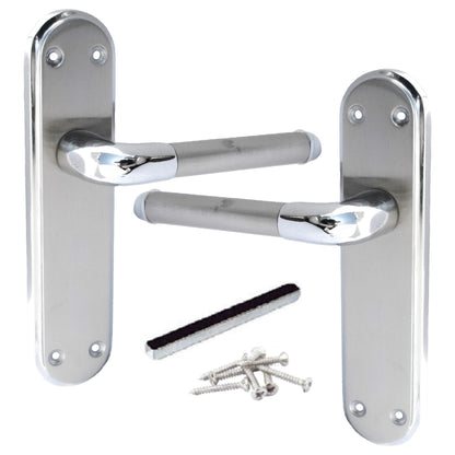 Marina Door Handle Two Tone Latch Lever - Chrome and Satin