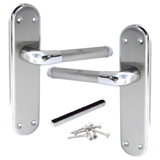Marina Door Handle Two Tone Latch Lever - Chrome and Satin