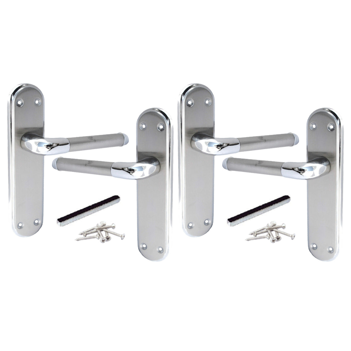 Marina Door Handle Two Tone Latch Lever - Chrome and Satin