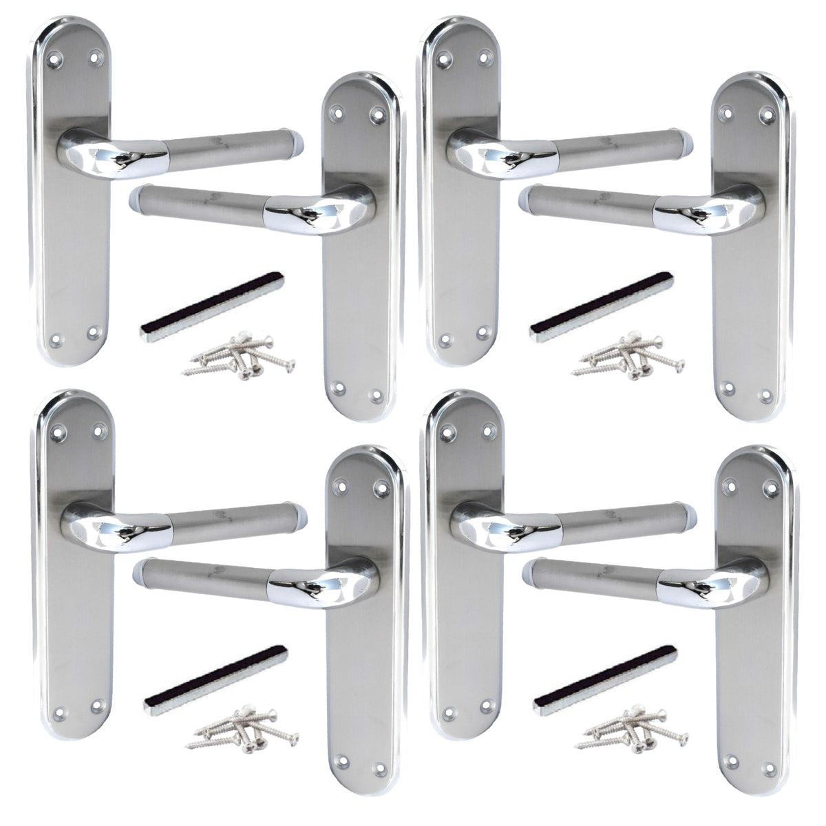 Marina Door Handle Two Tone Latch Lever - Chrome and Satin