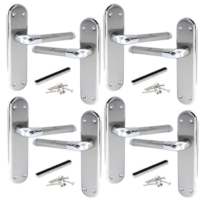Marina Door Handle Two Tone Latch Lever - Chrome and Satin