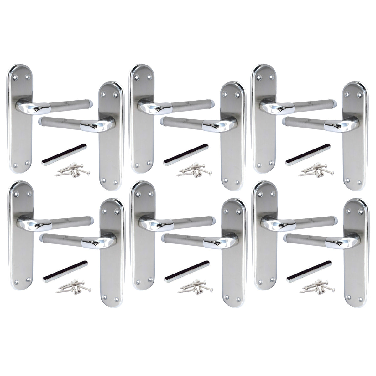 Marina Door Handle Two Tone Latch Lever - Chrome and Satin