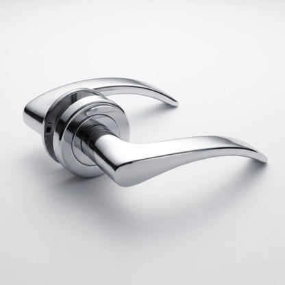 Premium Heavy Solid Brass Door Handles - Polished Chrome Finish (Pair with Fixings)