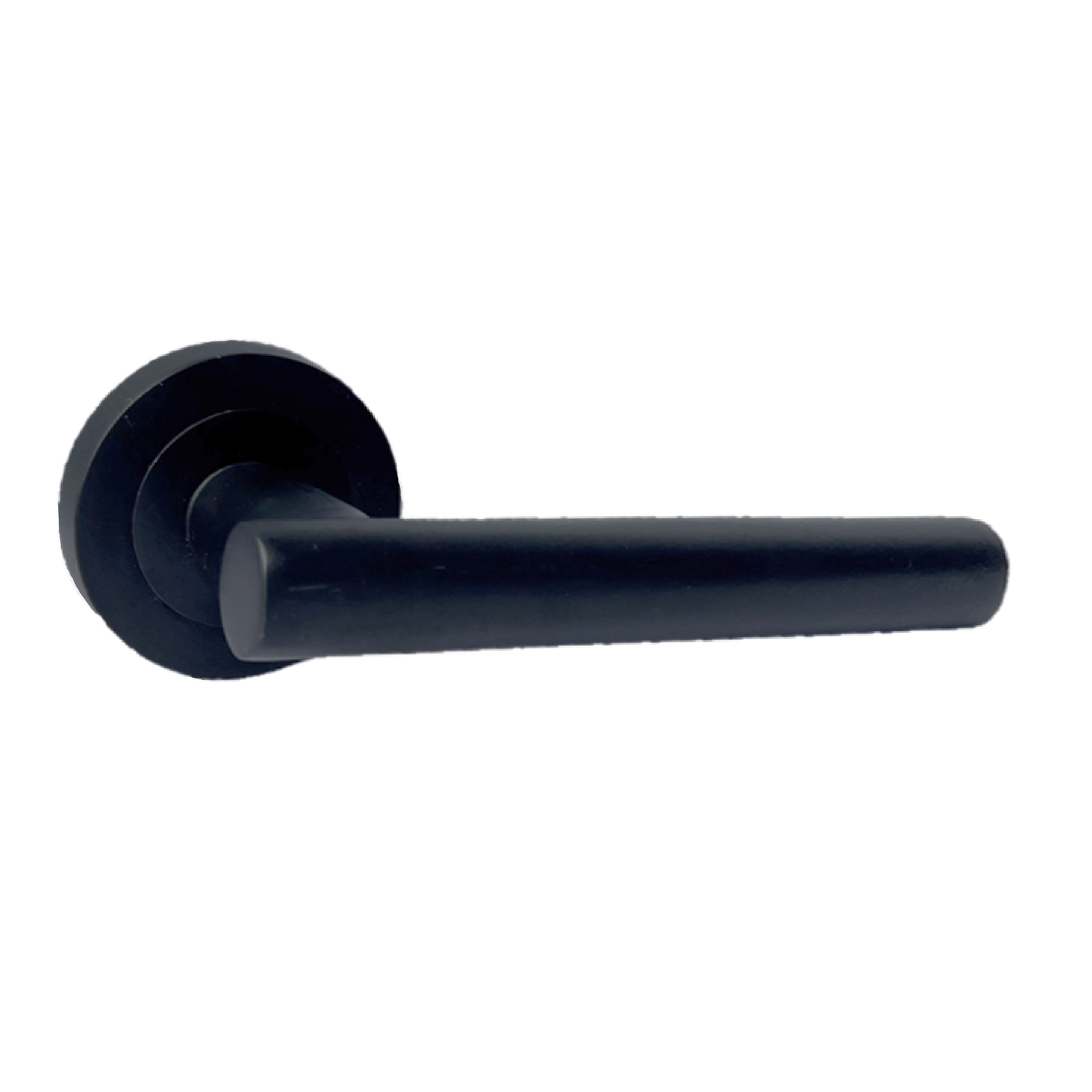Poignées de porte à levier en T noir mat sur rosace ronde, pack de poignées modernes