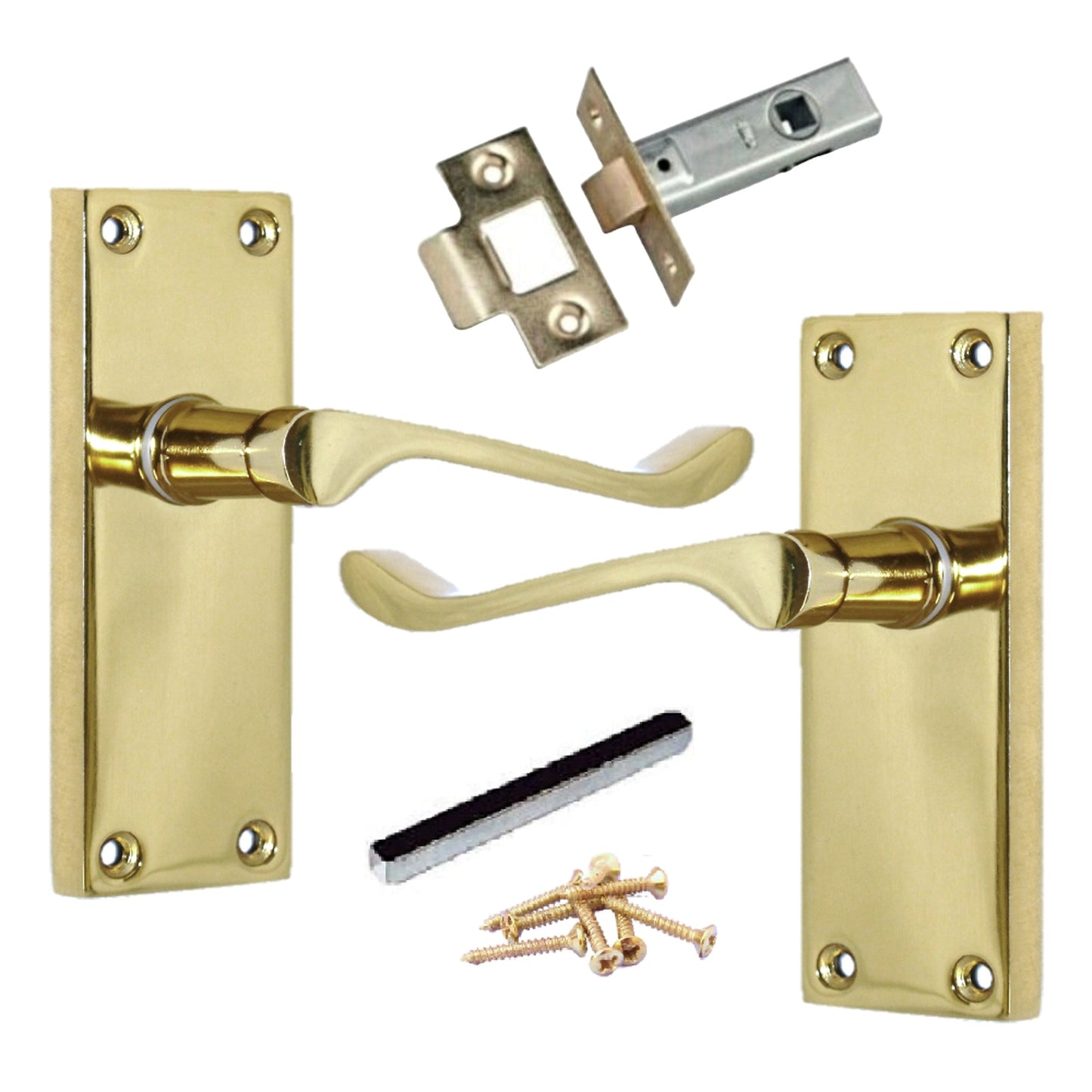 Marketplace JPG companion for Door Handles Scroll Lever Internal Latch - Brass Pack 118 X 40mm