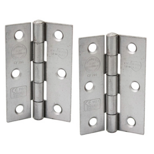 Perry Shield Grade CE7 SATIN CHROME 3" Certifire Fire Door Butt Hinge with Spun Pin - FD60 (NO SCREWS)