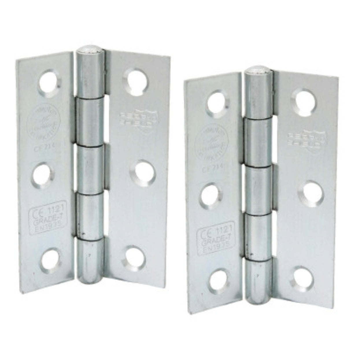 Marketplace JPG companion for Perry Shield Grade CE7 Zinc 3" Certifire Fire Door Butt Hinge with Spun Pin - FD60 (No Screws) - 75mm