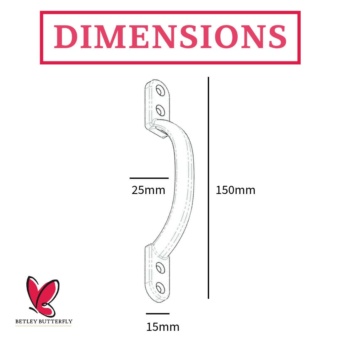 Cast Iron Hot Bed Door Handles 6" 7" Black Pull Handle Gates Doors Sheds with Fixings