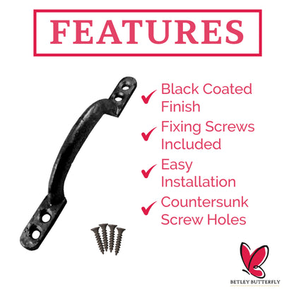 Marketplace JPG companion for Cast Iron Hot Bed Door Handles 6" 7" Black Pull Handle Gates Doors Sheds with Fixings