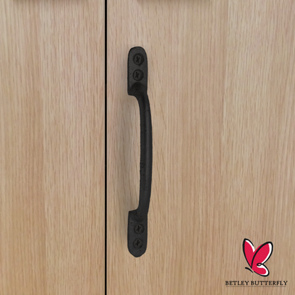 Cast Iron Hot Bed Door Handles 6" 7" Black Pull Handle Gates Doors Sheds with Fixings