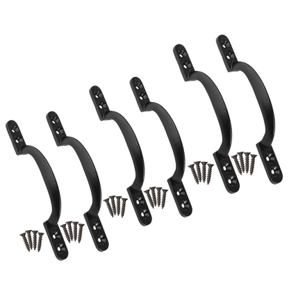 Cast Iron Hot Bed Door Handles 6" 7" Black Pull Handle Gates Doors Sheds with Fixings