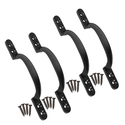 Cast Iron Hot Bed Door Handles 6" 7" Black Pull Handle Gates Doors Sheds with Fixings