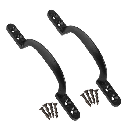 Cast Iron Hot Bed Door Handles 6" 7" Black Pull Handle Gates Doors Sheds with Fixings