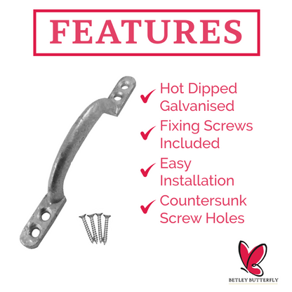 Cast Iron Hot Bed Door Handles 6" 7" Galvanised Pull Handle Gates Doors Sheds with Fixings