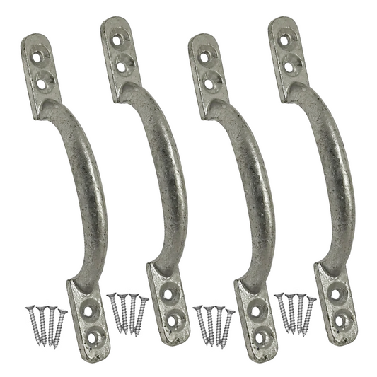 Cast Iron Hot Bed Door Handles 6" 7" Galvanised Pull Handle Gates Doors Sheds with Fixings