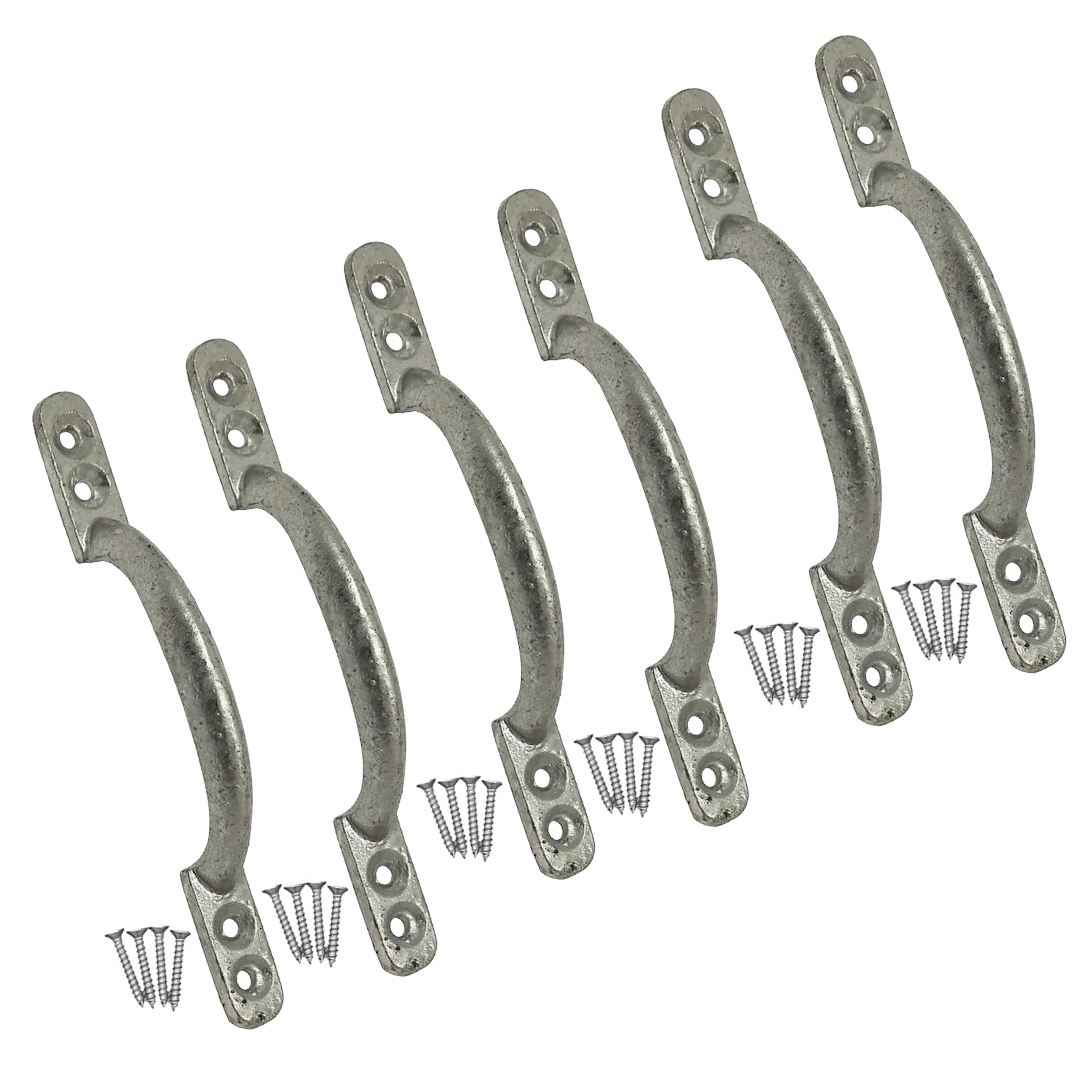 Cast Iron Hot Bed Door Handles 6" 7" Galvanised Pull Handle Gates Doors Sheds with Fixings