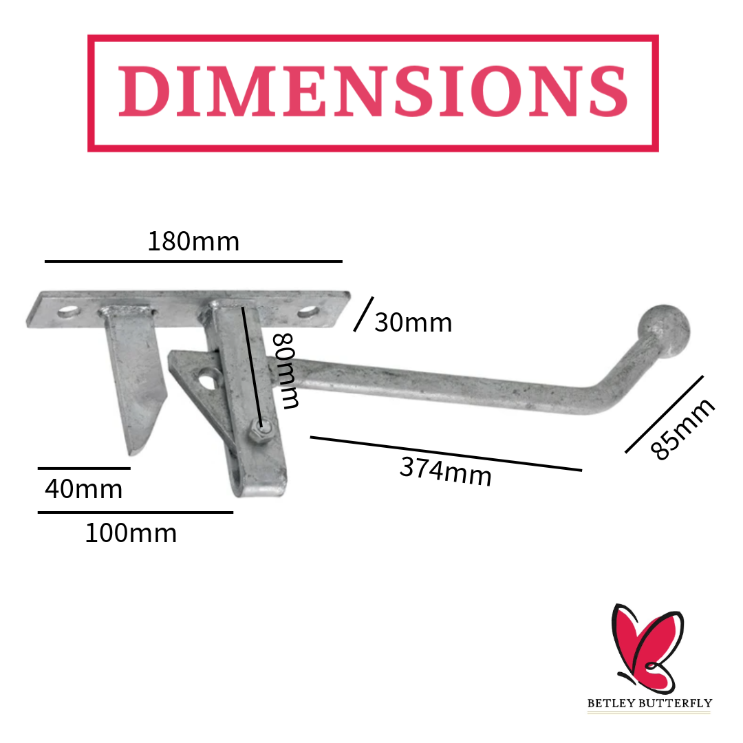 Hunting Type Self-Locking Auto Gate Catch Kit with Cranked Striker Galvanised