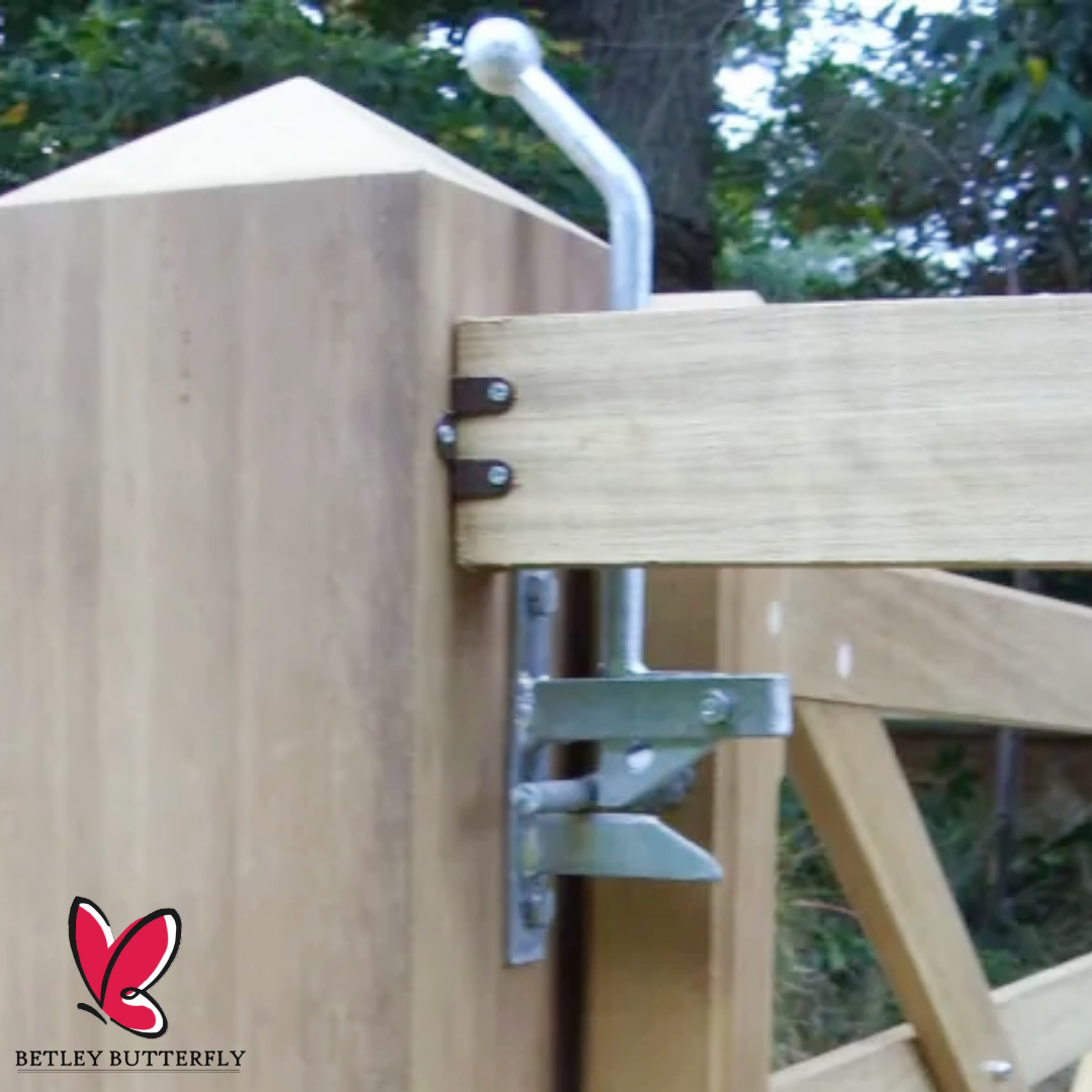 Hunting Type Self-Locking Auto Gate Catch Kit with Cranked Striker Galvanised