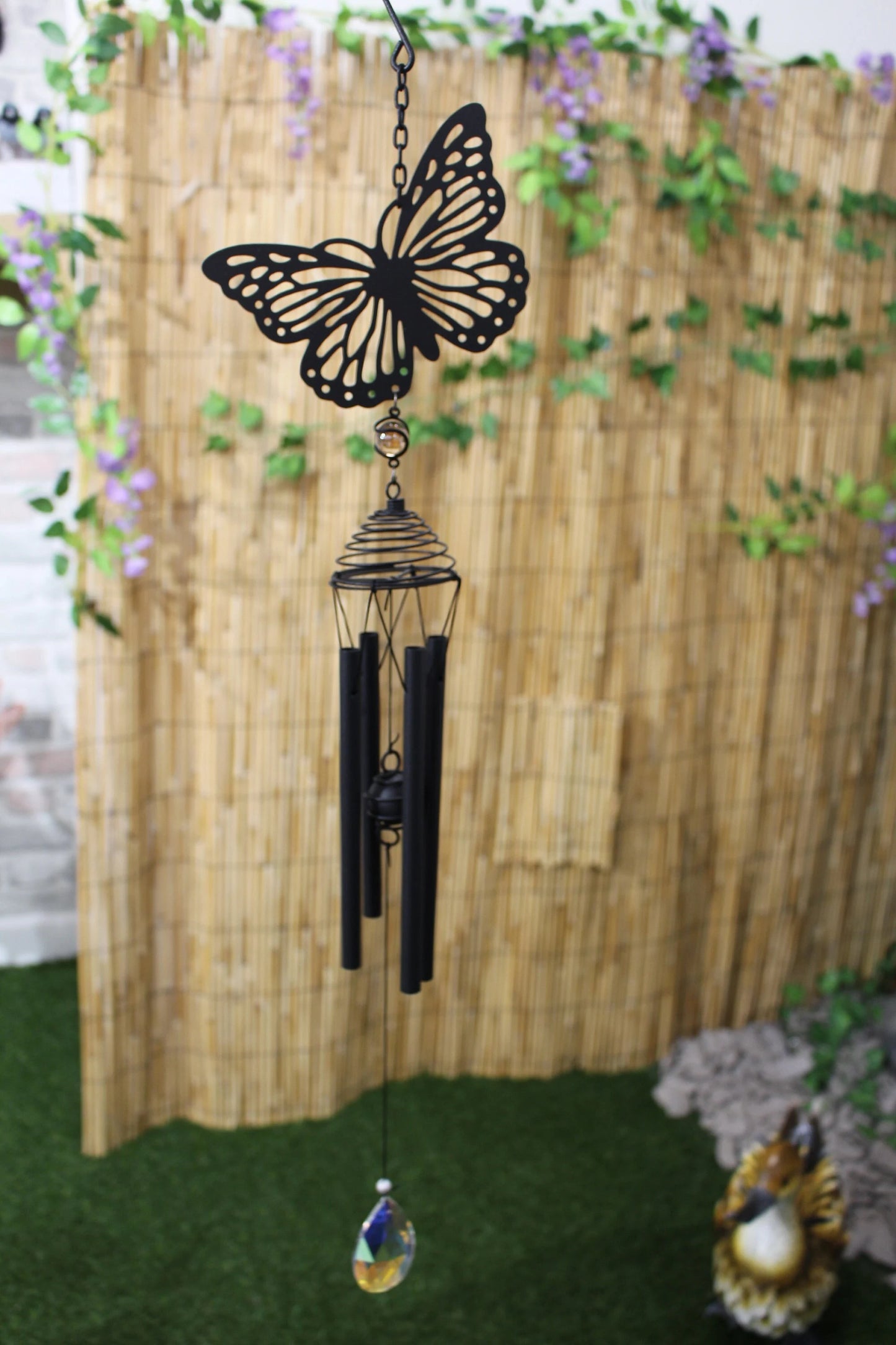 Silhouette Butterfly Wind Chime - Black