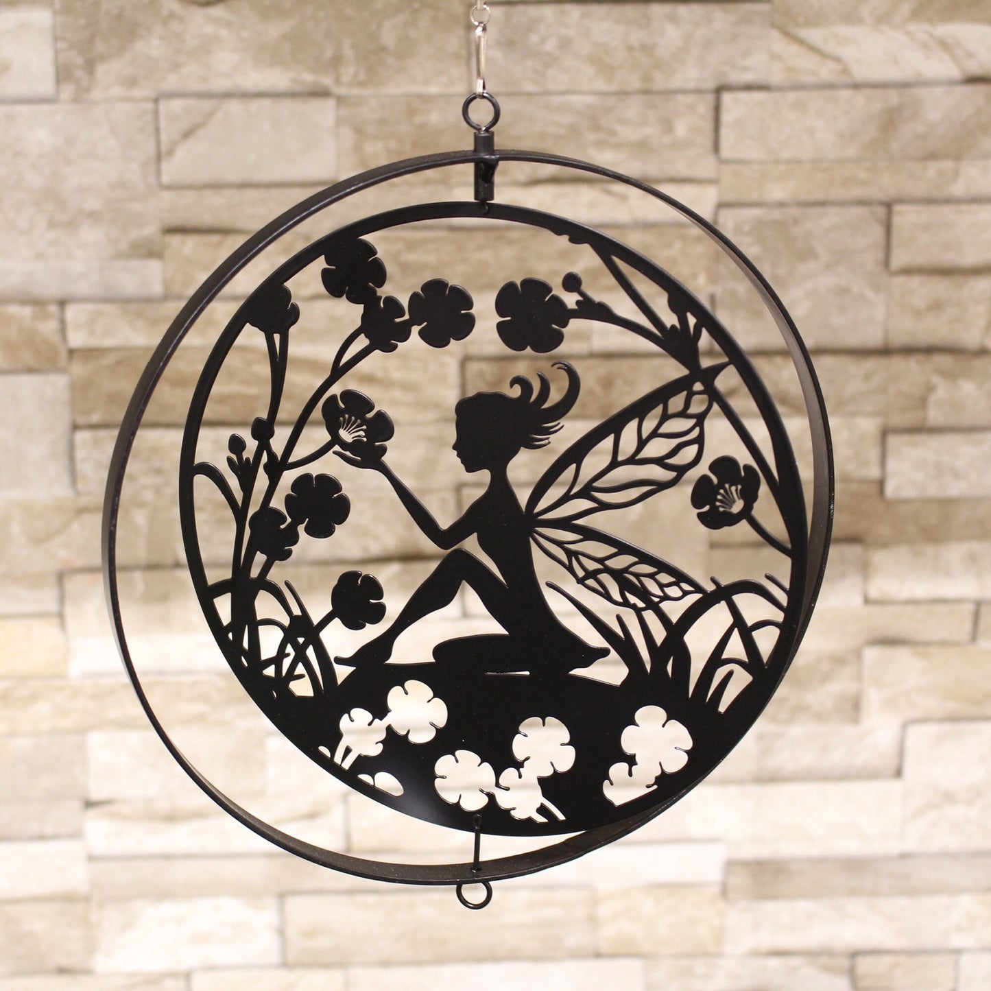 Fairy Silhouette Hanging Orbit Spinner - Black Bronze