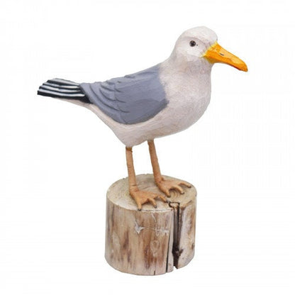 Handcrafted Wooden Herring Gull Garden Ornament - 23cm