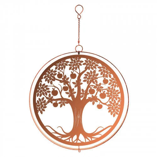 Metal Apple Tree Hanging Silhouette Orbit Spinner