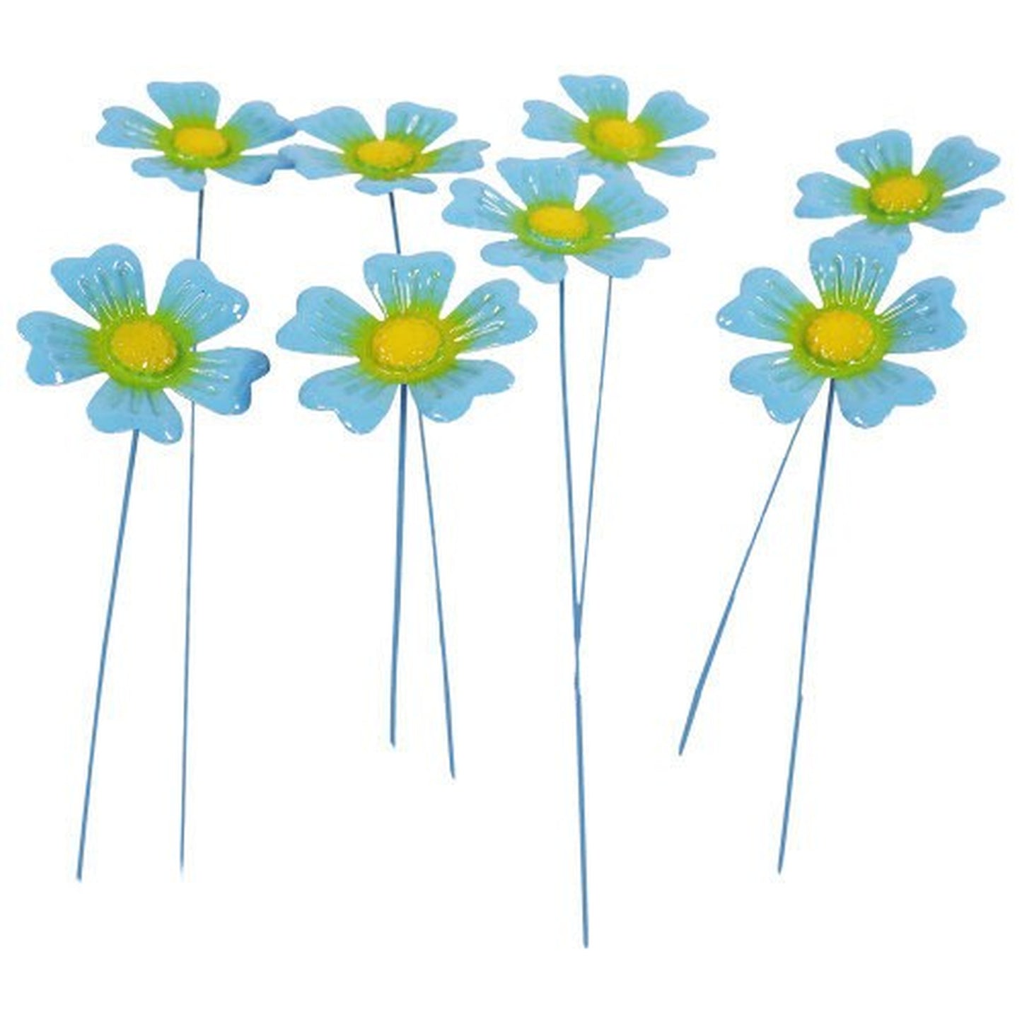 Metal Flower Garden Stakes Poppy Daisy Forget-Me-Not - 34cm