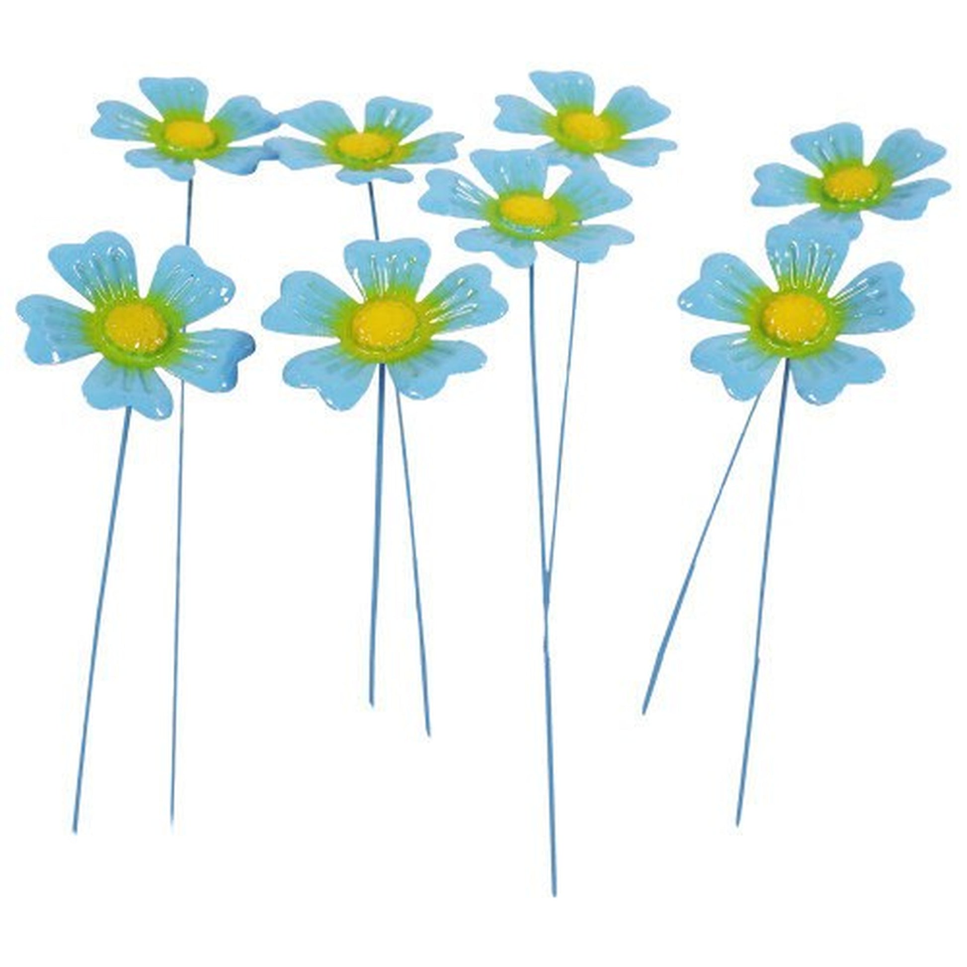 Metal Flower Garden Stakes Poppy Daisy Forget-Me-Not - 34cm