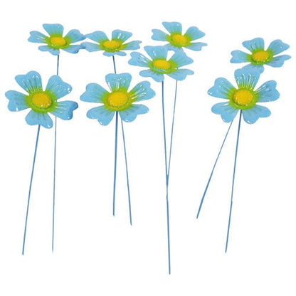 Metal Flower Garden Stakes Poppy Daisy Forget-Me-Not - 34cm