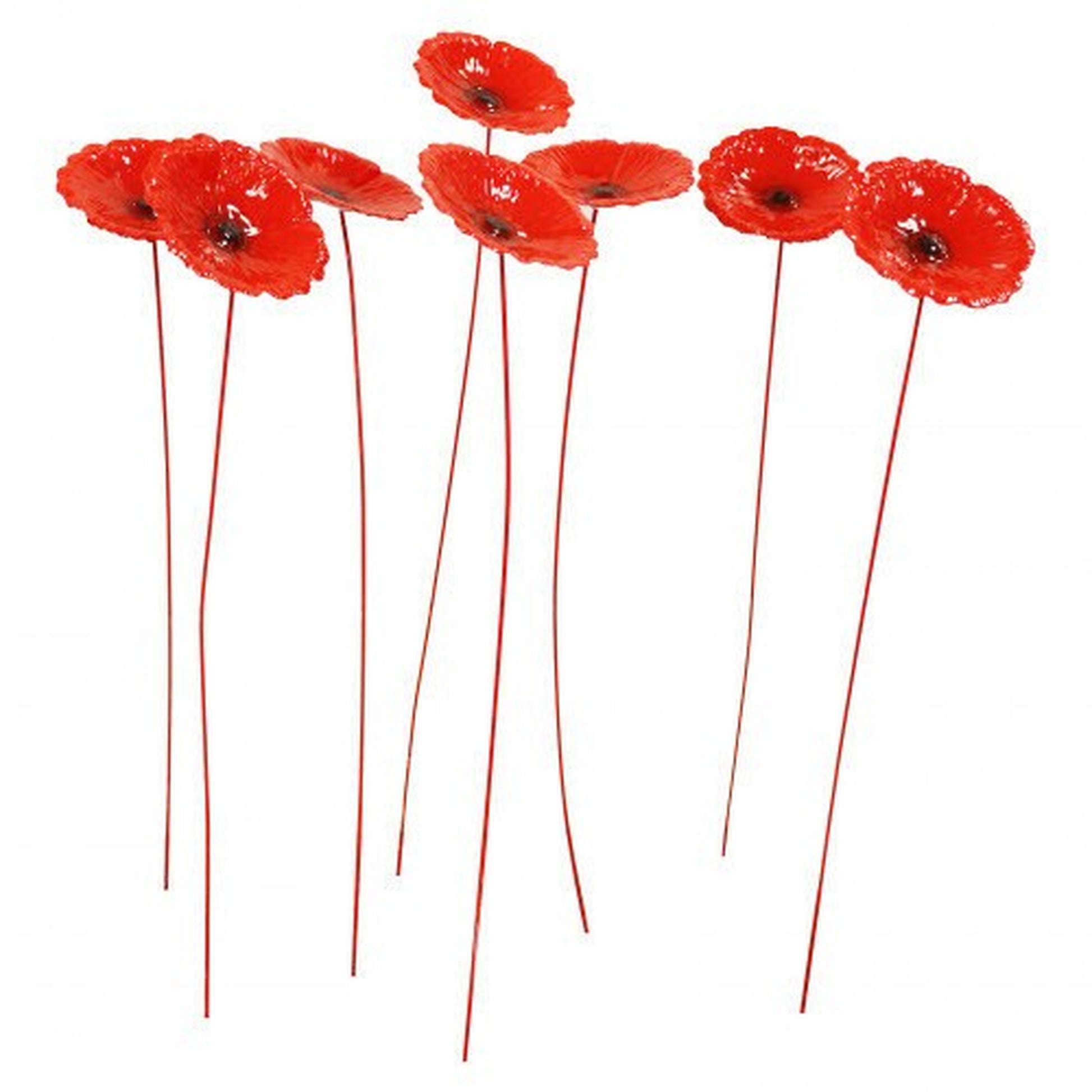 Metal Flower Garden Stakes Poppy Daisy Forget-Me-Not - 34cm