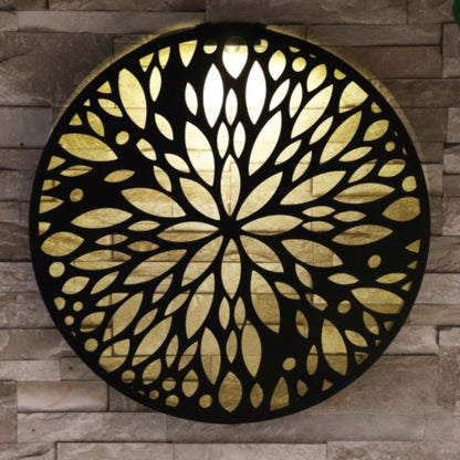 Marketplace JPG companion for Round Abstract Flower Solar Wall Panel Metal LED Garden Decor - 40cm x 40cm x 5cm
