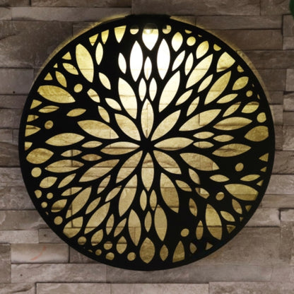 Tesco JPG version for Round Abstract Flower Solar Wall Panel Metal LED Garden Decor - 40cm x 40cm x 5cm