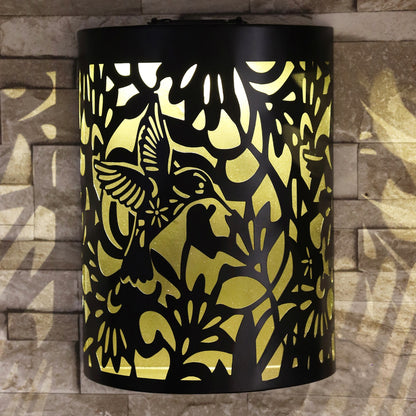 Tesco JPG version for Curved Hummingbird Solar Wall Panel LED Light Metal Garden Wall Lights - 25.5cm x 19cm x 5.5cm
