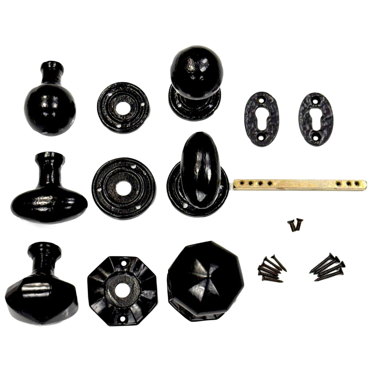Black Antique Cast Iron Rim Door Knob Set