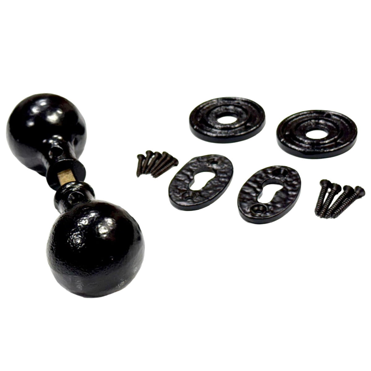 Black Antique Cast Iron Rim Door Knob Set