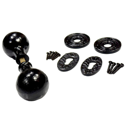 Black Antique Cast Iron Rim Door Knob Set